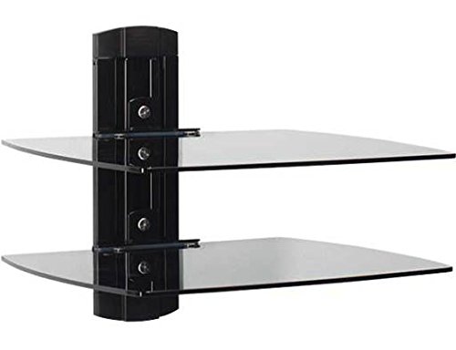 Sanus VF3012-B1 On-Wall Component Shelving Single-Column AV Component System with Two Adjustable Shelves Black