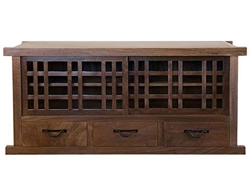 Tansu TV Cabinet, Solid Walnut Cabinet, Sliding Doors, Large drawers, 65