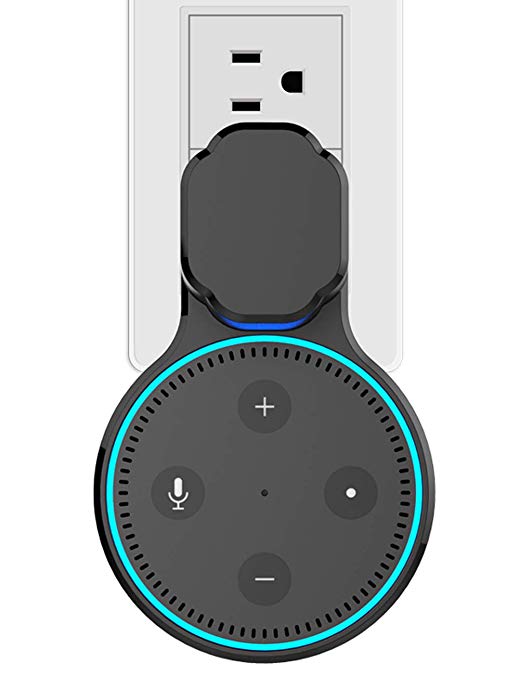 WGOAL New Outlet Wall Mount for Echo Dot (2nd Generation),Wall Mount Stand Hanger Holder Can Hide Both Adapter and Wires,Perfect Echo Dot Accessories for Your Home Smart Speaker (Black)