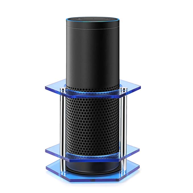 TNP Speaker Stand Guard for Amazon Echo Plus / Echo / UE Boom and Other Models, Enhanced Strength Holder Protect and Stabilize Alexa, Non-Slip Anti-Roll Station Mount (Blue)