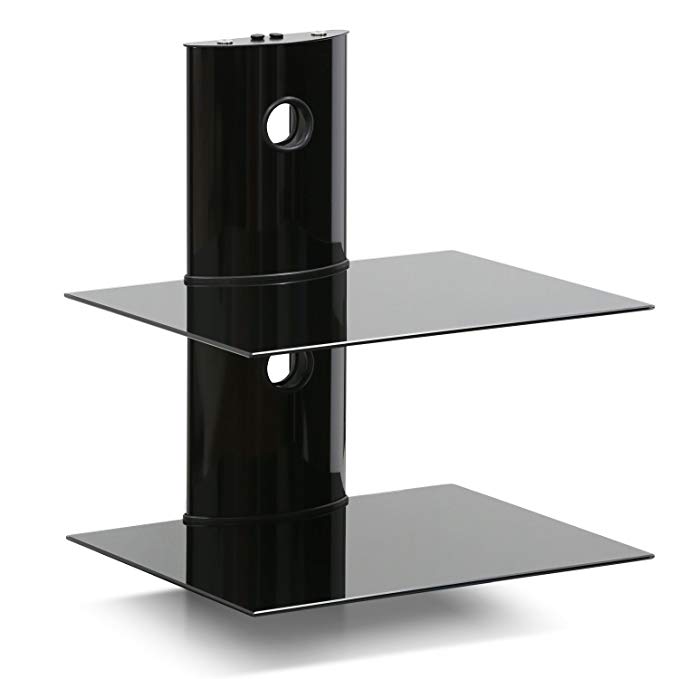 Furinno FRL001BK Modern 2-Tier Floating Entertainment Wall Shelf