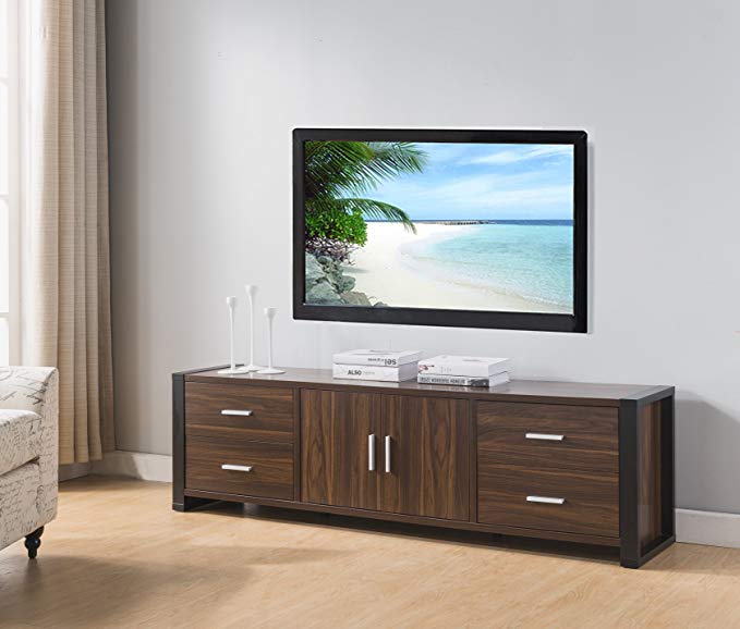 Smart Home Dark Walnut & Black Edition TV Stands (60 Inch, Dark Walnut)