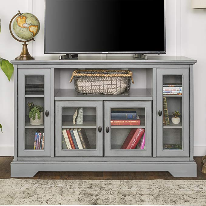 New 52 Inch Wide Highboy Television Stand in Antiqued Grey Finish