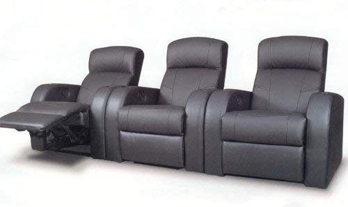 COASTER 600001 Cyrus Theater Seating In Black Top Grain Leather