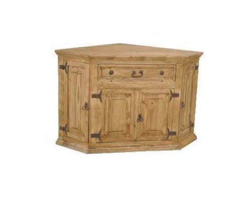 4 Door Corner TV Stand Flat Screen Console Real Wood Western Rustic