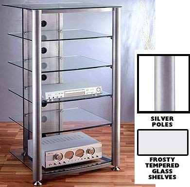 VTI RGR-406 6 Shelf Silver Glass Audio Rack - Black Frame/Frosted Shelves