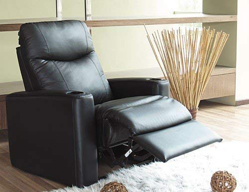 Showtime Collection Black Leather Motion Home Theater Chair Recliner