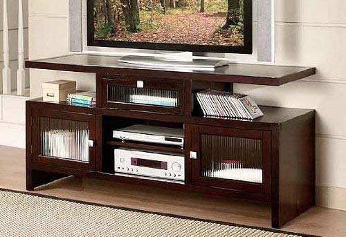 Folding TV Stand with Glass Door in Espresso Finish