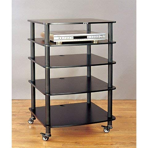 VTI AR405 5 Shelf Audio Rack with Casters - Black/Black