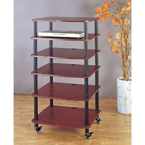 VTI AR406 6 Shelf Black Audio Rack - Black/Cherry