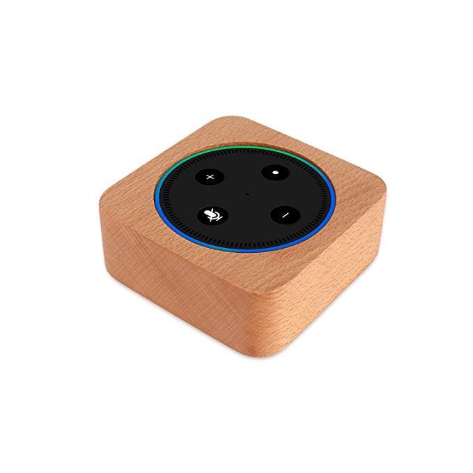 CamRom Natural Solid Wood Stand For Amazon Echo Dot【2nd Generation】, Solid Wood Speaker Holder Docking Station for Alexa, Protective Case Made from Beech Wood, Saving Space on Nightstand or Tables