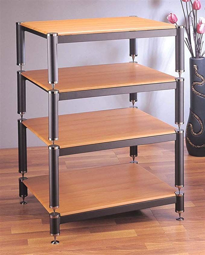 BL Series Stackable Audio Video Rack (Silver w Oak Shelf)