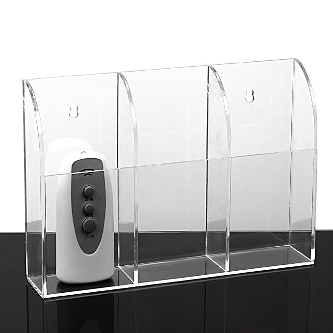 Ivosmart Wall Mount Acrylic TV Remote Control Mobile Phone Storage Holder Media Organizer Caddy