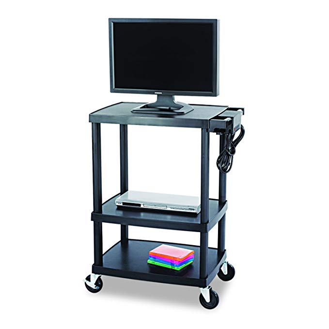 Safco Products 8933BL Adjustable Plastic AV/TV Cart, Black