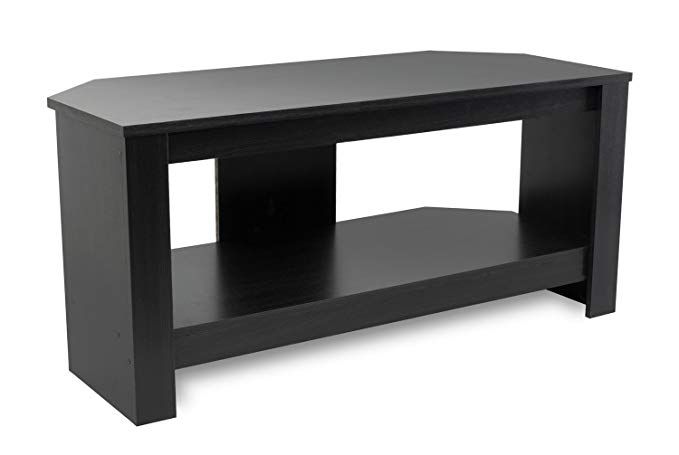 Mount-It! Wood TV Stand and Storage Console For 32, 35, 37 Inch Flat Screen TVs, 35 Lbs Capacity, Black