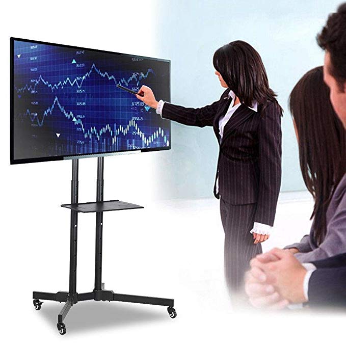 go2buy Mobile TV Cart Mount Stand for 32 to 65 inch LED LCD Plasma Flat Screen Panels with Storage Shelves on Wheels