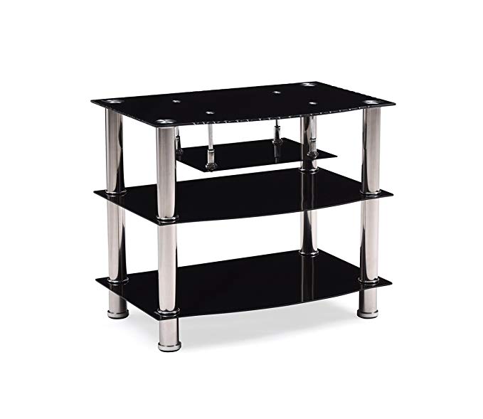 Hodedah Four Shelve Tempered Glass TV Stand, Accommodates TV's up to 32