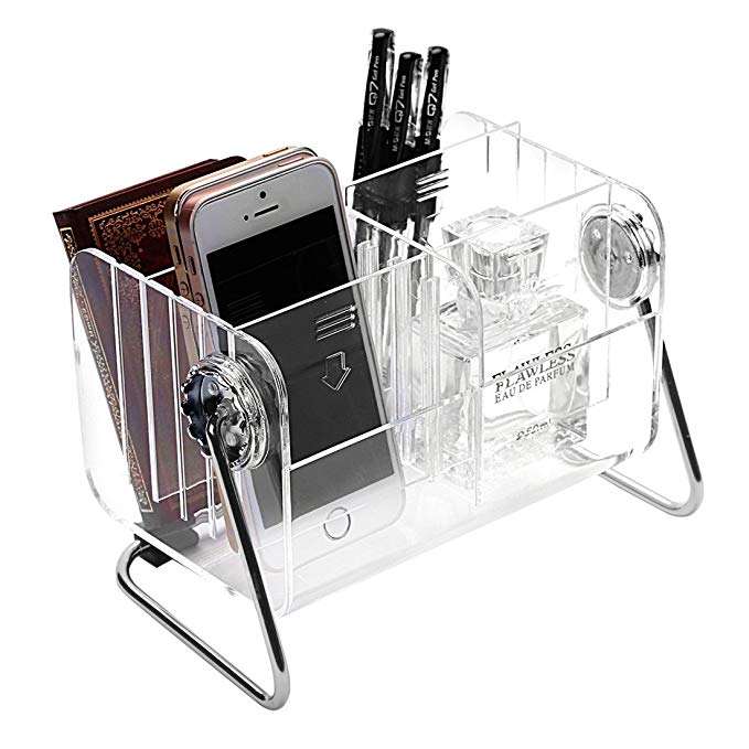 Ivosmart Clear Desktop Acrylic TV Remote Control Mobile Phone Storage Holder Organizer Caddy