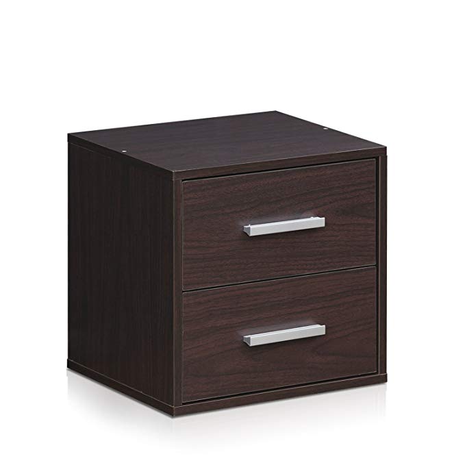 Furinno Indo FLS-3535EX Petite 2-Drawer Storage Cube, Espresso