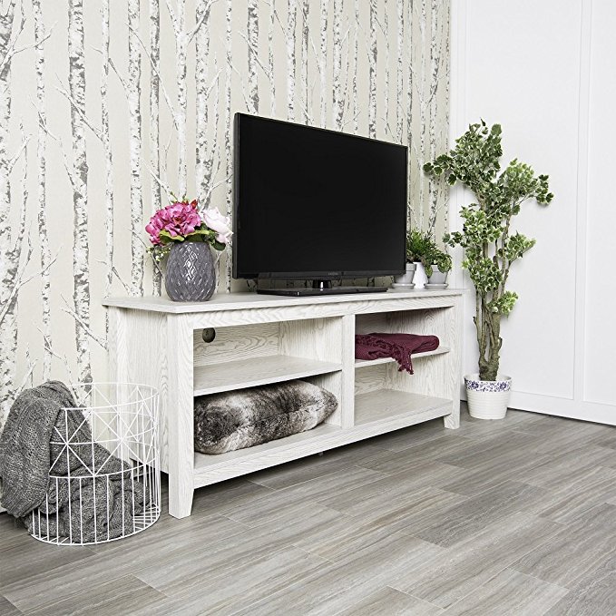 New 58 Inch Wide White Wash Finished Television Stand