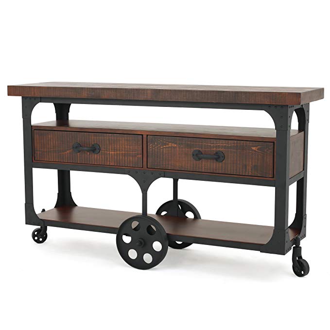 Chappellet Dark Brown Wood TV Console with Drawers