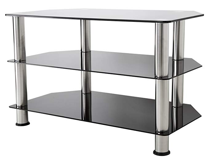 AVF SDC800-A TV Stand for up to 42-inch TVs, Black Glass, Chrome Legs