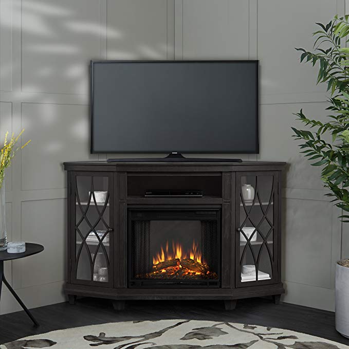 Real Flame Lynette Corner Fireplace TV Stand in Gray