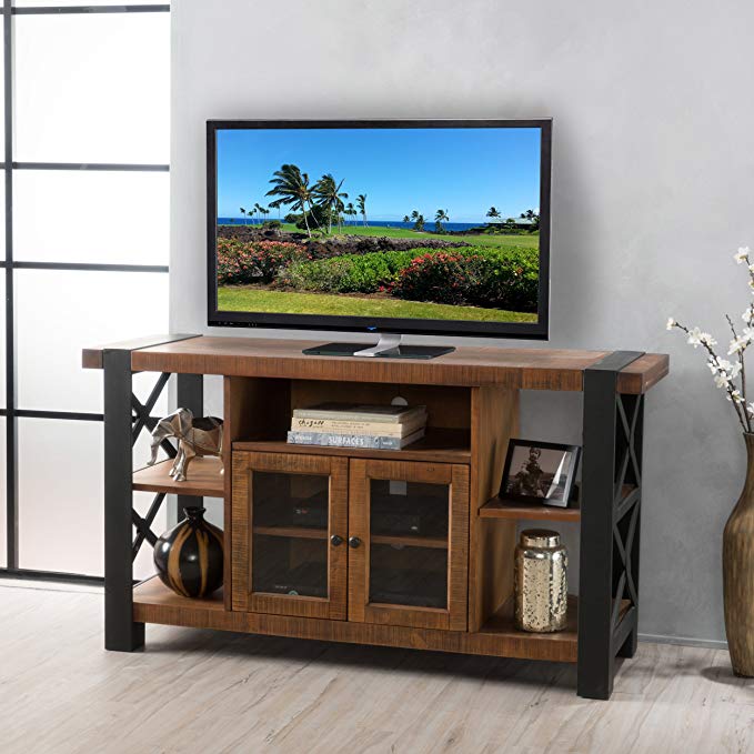 Breeden Natural Wood TV Console with Cabinets