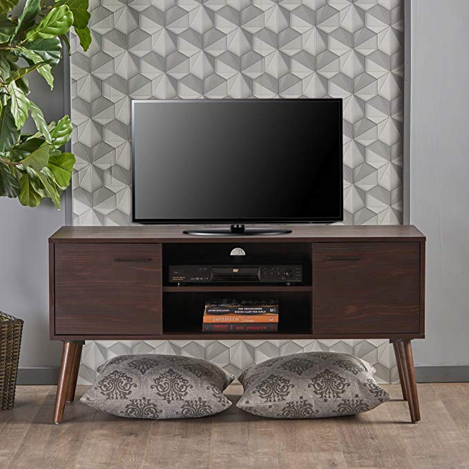 Amal Mid Century Modern TV Stand | Console Table | Entertainment Center | Scandinavian, Danish, Minimalist Design | Perfect for Apartment, Living Room, or Den | Finished Fiberboard in Wenge